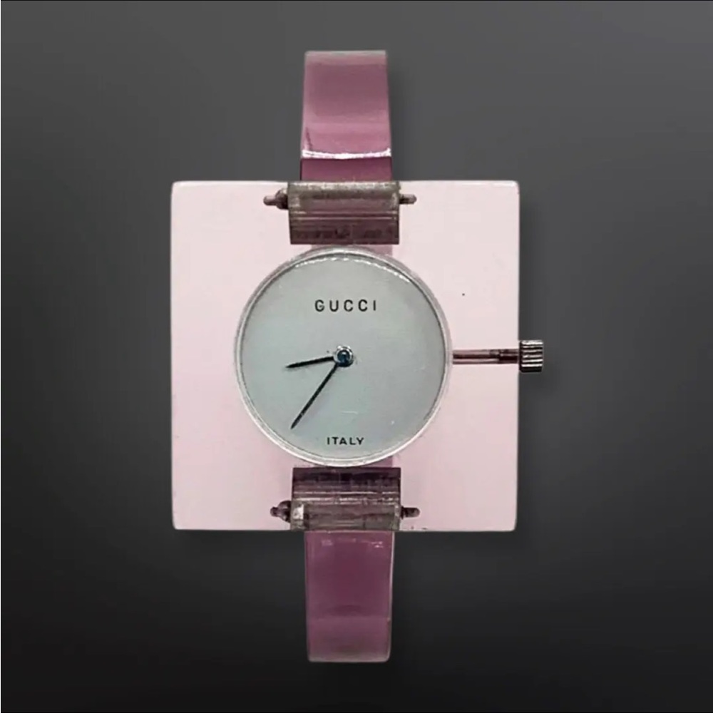 Gucci Vintage Manual Wind Retro Plexi Wrist Bangle Rare Watch